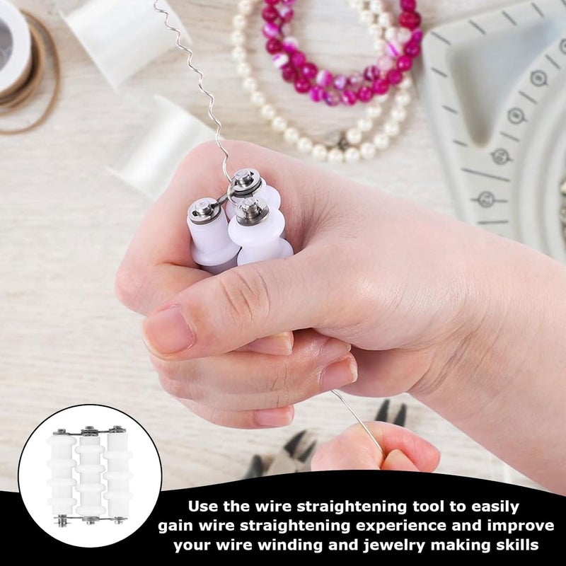 hinbkenla Wire Straightener,Wire Wrapping Tools,Straightening Tool,Stainless Steel for Jewelry Making,Artistic for Jewelry Making 3 Rollers, White - Image 4